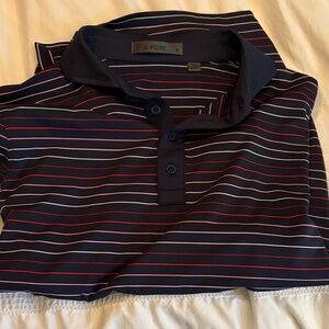 G/FORE Navy Polo with Red and White Stripes